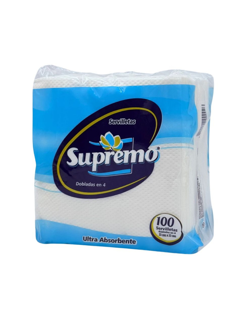 SUPREMO SERVILLETA DOBLADA EN CUATRO X 100 UN