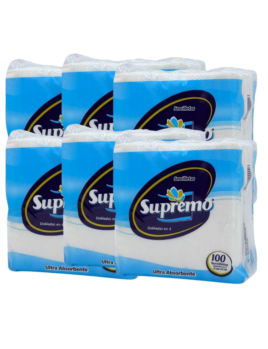 SUPREMO SERVILLETA DOBLADA EN CUATRO X 100 UN X 6 UN