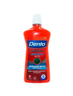 DENTO ENJUAGUE BUCAL X 980 ML. ZERO ALCOHOL EUCALIPTO