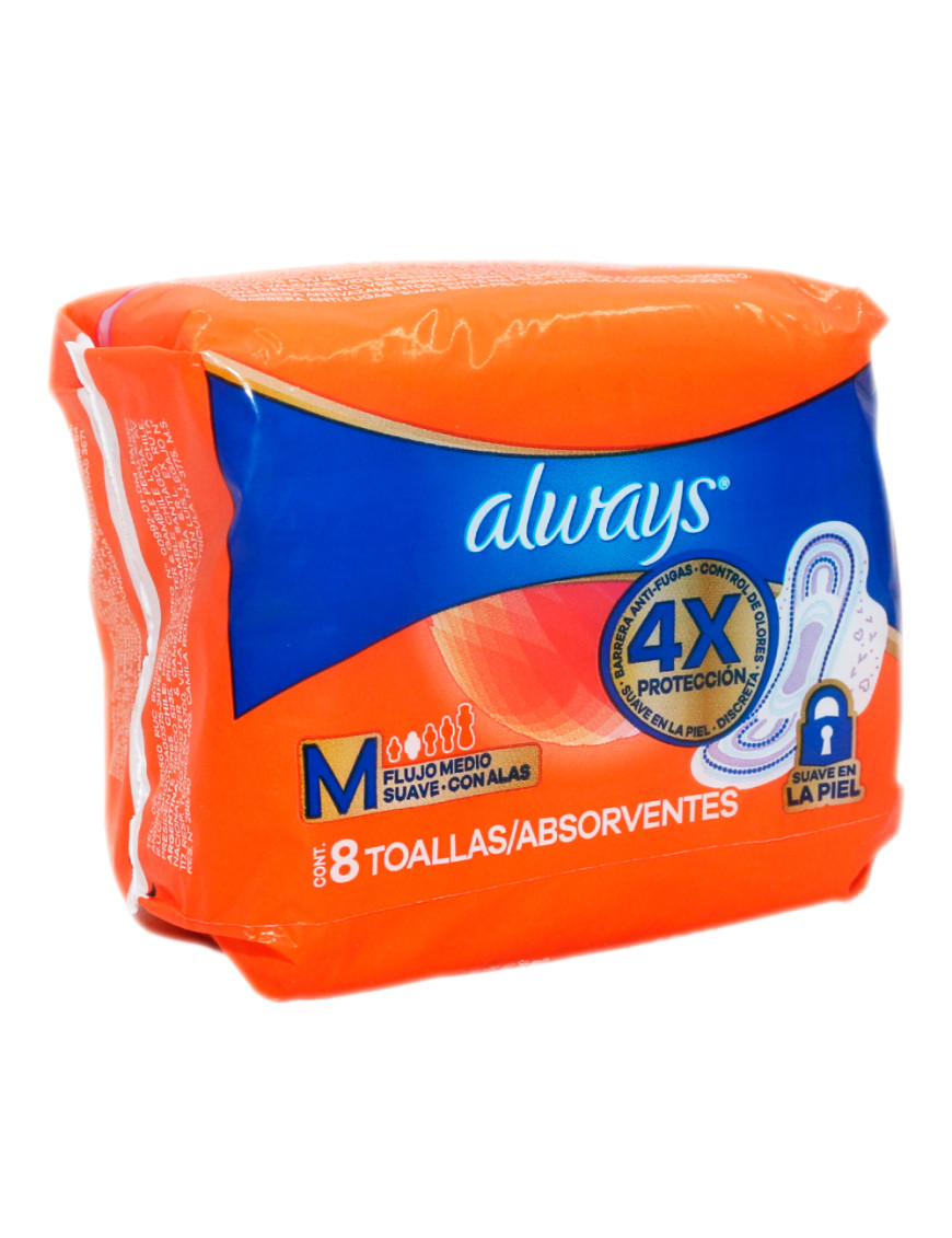 ALWAYS TOALLAS X 8 UN.SUAVE (M)