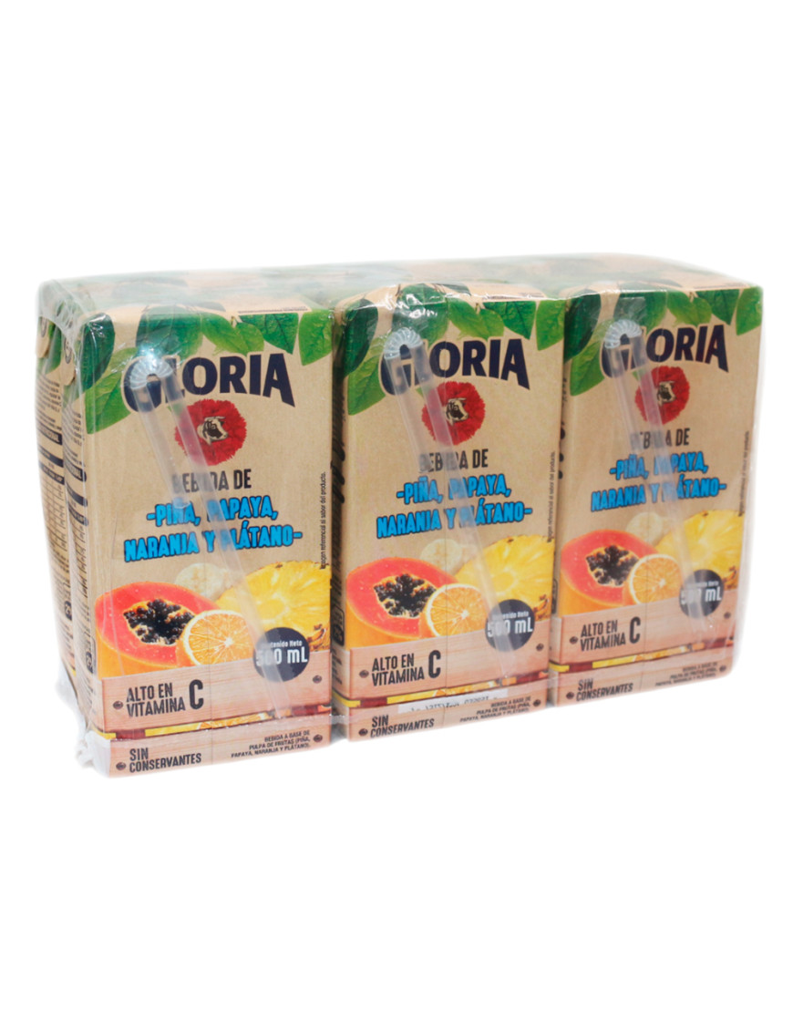 GLORIA BEBIDA SIX PACK X 500 ML. PIÑA,PAPAYA,NARANJA Y PLATANO