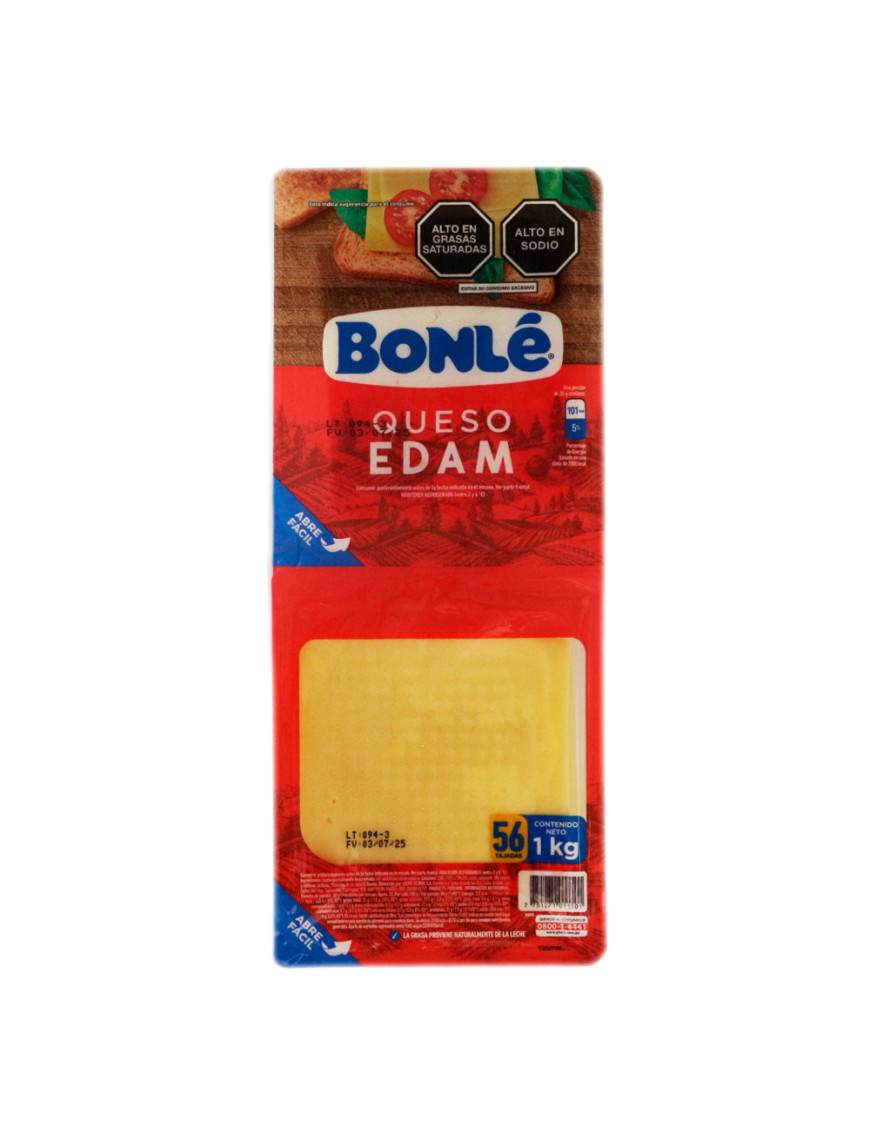 GLORIA BONLE QUESO EDAM LAMINADO X 1 KG (56 TAJADAS)