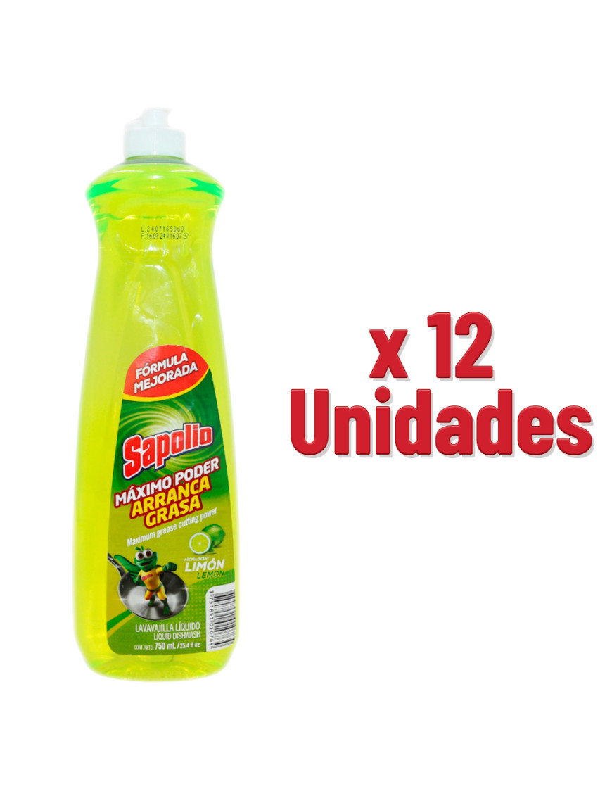 SAPOLIO LAVAVAJILLA FC. X 750 ML. LIMON X 12 UN.