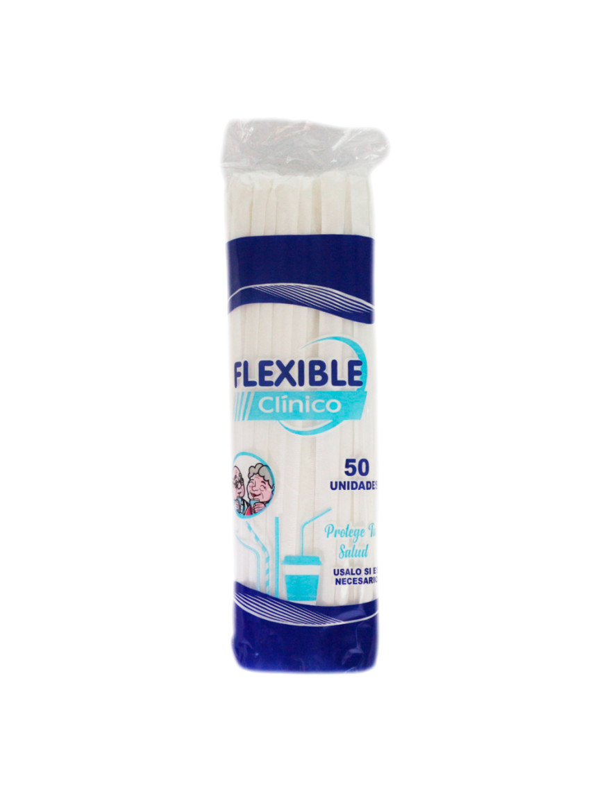 SORBETES FLEXIBLES BLANCOS CON ENVOLTURA X 50 UN.