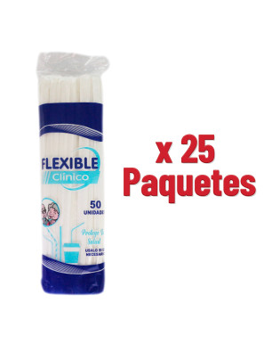 SORBETES FLEXIBLES BLANCOS CON ENVOLTURA X 50 UN. X 25 PQTS