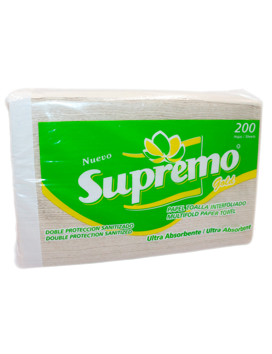 SUPREMO PAPEL TOALLA INTERFOLIADO ECOLOGICO X 200 UN.