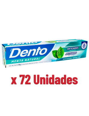 DENTO CREMA DENTAL X 80 GR. MENTA NATURAL ANTICARIES X 72 UN.
