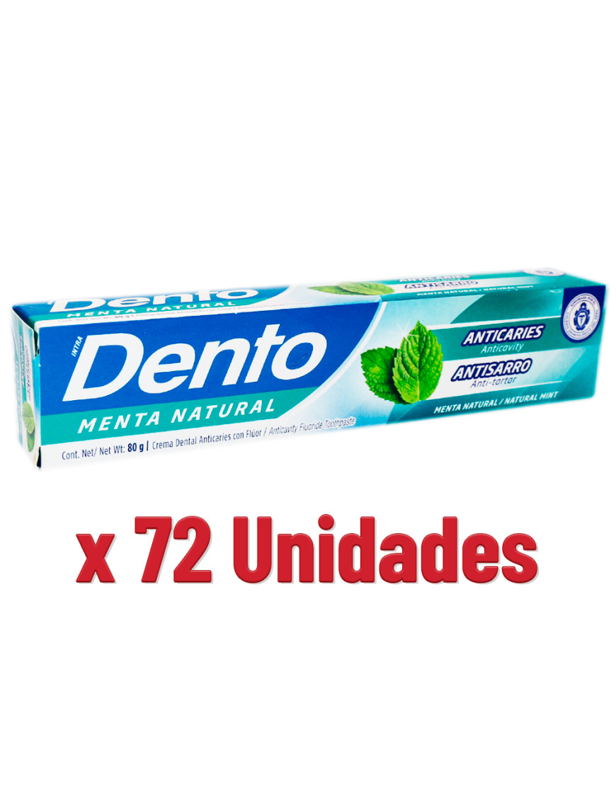 DENTO CREMA DENTAL X 80 GR. MENTA NATURAL ANTICARIES X 72 UN.