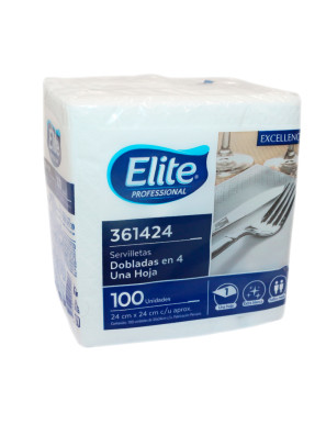 ELITE SERVILLETA UNA HOJA EXCELLENCE (361424) X 100 UN (24CM X 24CM)