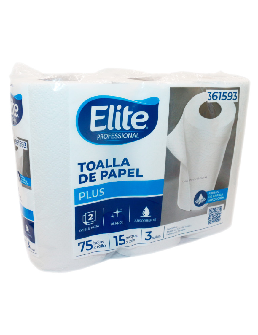 ELITE PAPEL TOALLA PROFESSIONAL PLUS X 15 MT. X 3 UN. (361593)