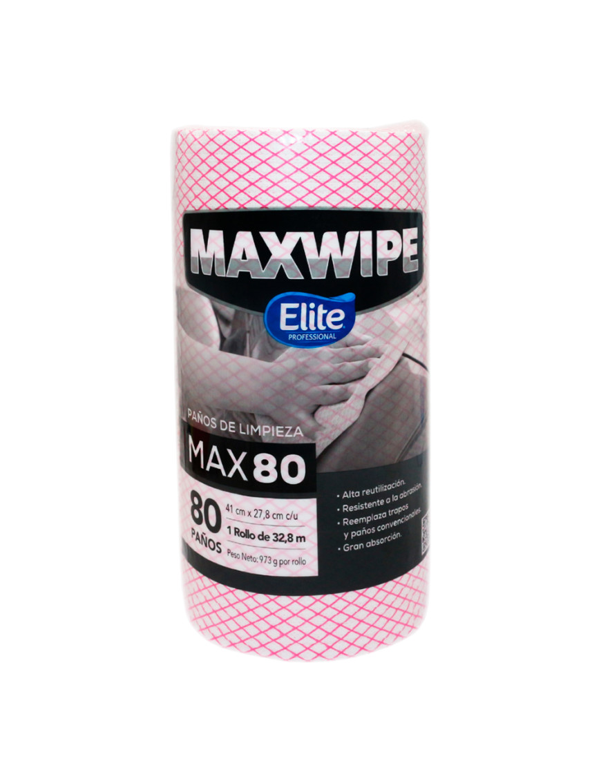 ELITE PAÑOS DE LIMPIEZA MAXWIPE MAX 80 X 80 PAÑOS (ROJO)