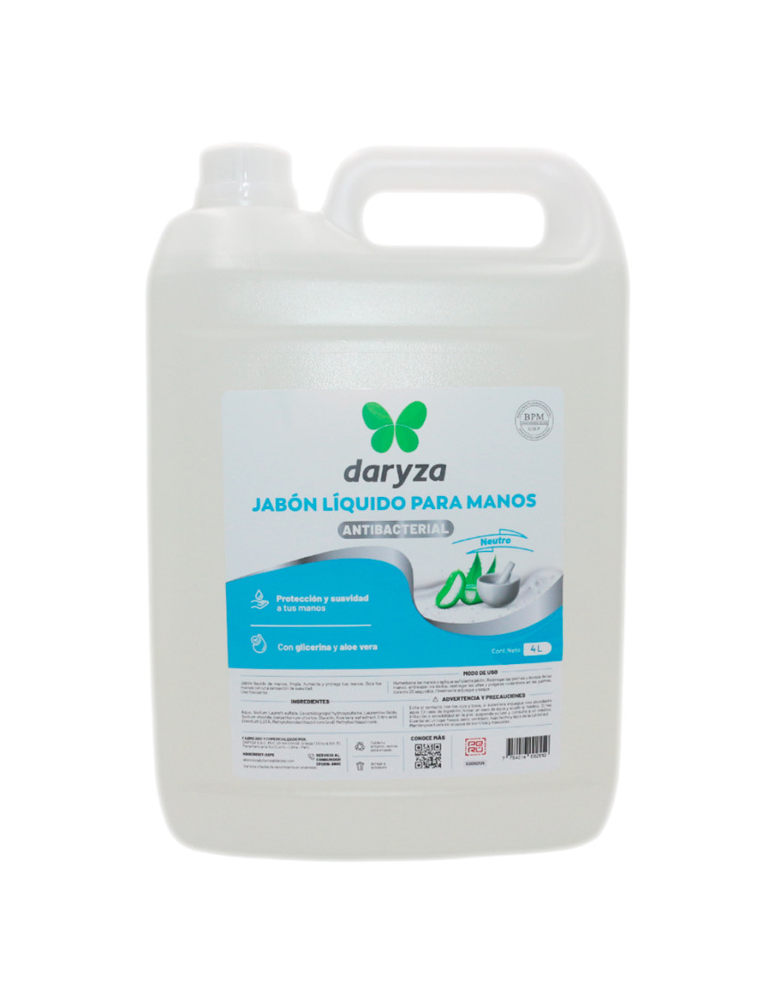 DARYZA JABON LIQUIDO PARA MANOS ANTIBACTERIAL GL X 4 LT NEUTRO