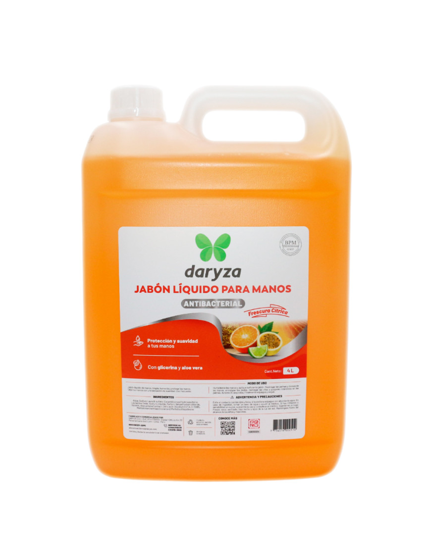DARYZA JABON LIQUIDO PARA MANOS ANTIBACTERIAL GL X 4 LT FRESCURA CITRICA