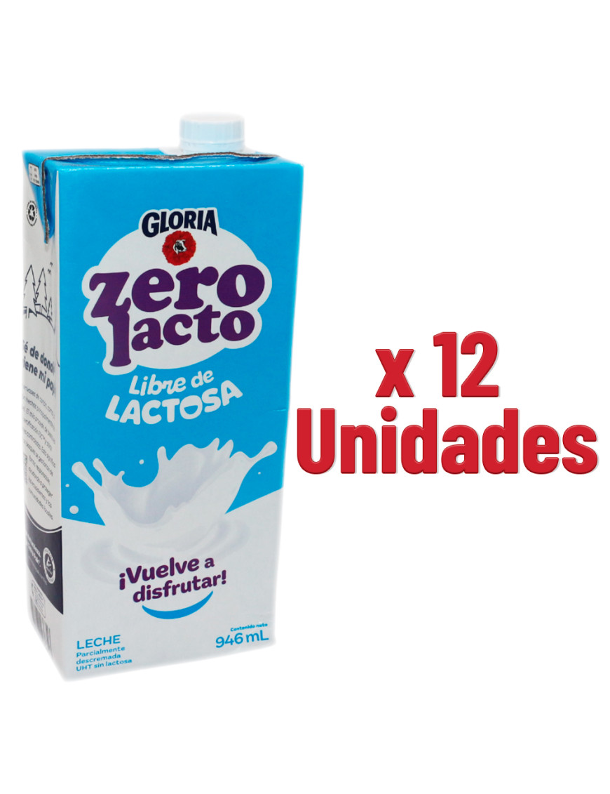 GLORIA LECHE UHT CAJA X 946 ML. ZERO LACTO X 12 UN.