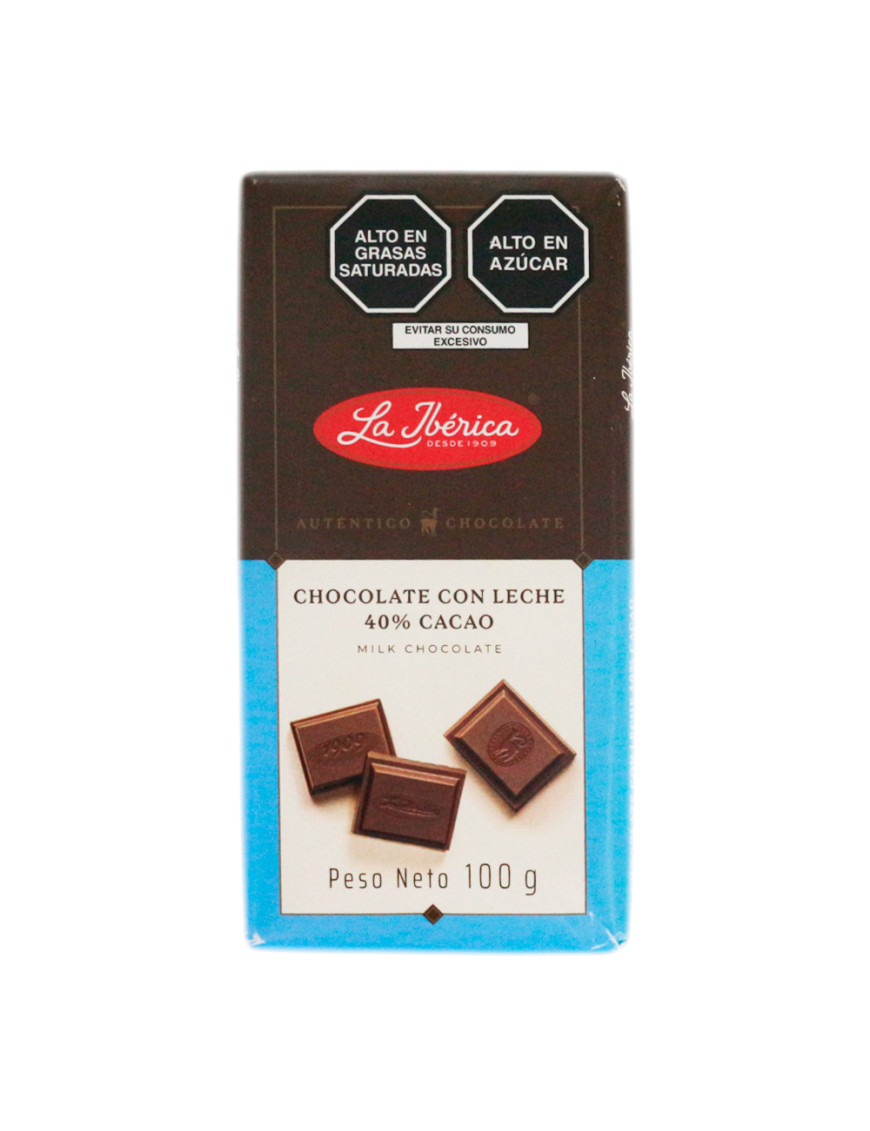 LA IBERICA TABLETA CHOCOLATE CON LECHE X 100 GR.